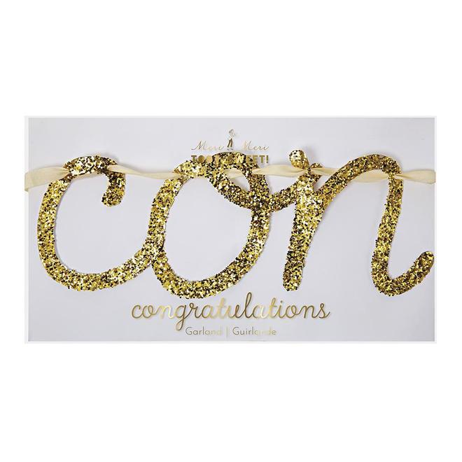 Congratulations Gold Glitter Letters Banner