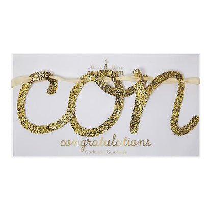 Congratulations Gold Glitter Letters Banner