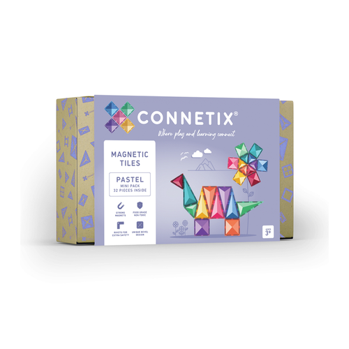 CONNETIX - CONNETIX Magnetic Tiles Pastel Mini Pack, 32 Pieces: Unique Bevel Design / Non Toxic / Strong Magnets