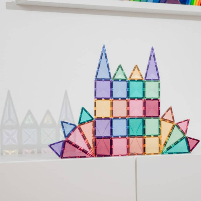 CONNETIX - CONNETIX Magnetic Tiles Pastel Mini Pack, 32 Pieces: Unique Bevel Design / Non Toxic / Strong Magnets