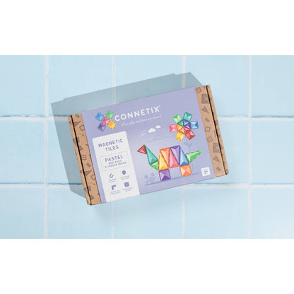 CONNETIX - CONNETIX Magnetic Tiles Pastel Mini Pack, 32 Pieces: Unique Bevel Design / Non Toxic / Strong Magnets
