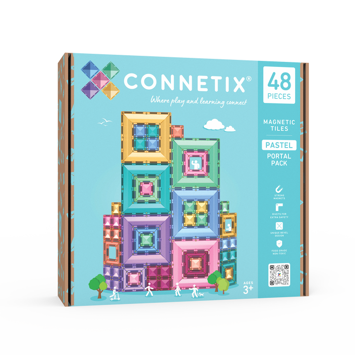 CONNETIX Magnetic Tiles Pastel Portal Pack, 48 Pieces