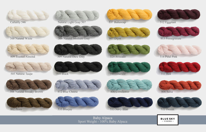 S / Blue Sky Fibers - Baby Alpaca / PRE-ORDER any 1 color