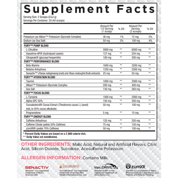 Core Nutritionals Fury V2 Pre-Workout 40/20 Servings