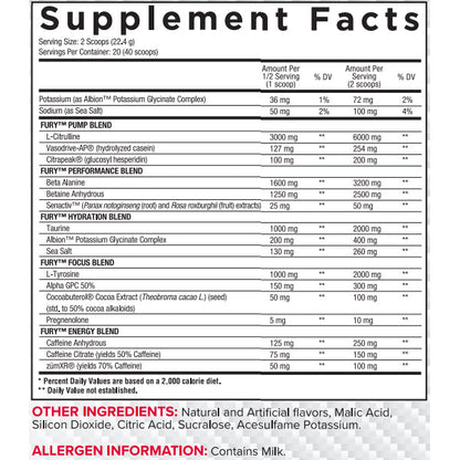 Core Nutritionals Fury V2 Pre-Workout 40/20 Servings