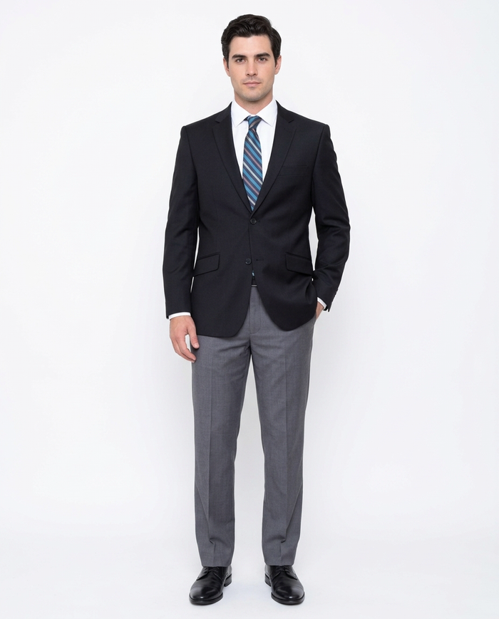 Creativo Slim Fit Solid Black Two Button Blazer