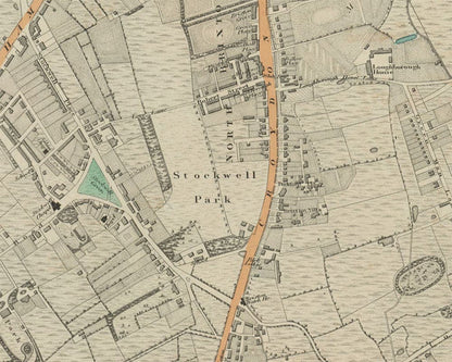 Custom Old Map of London by C&J Greenwood, 1830