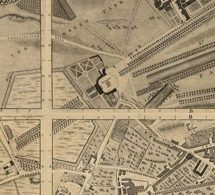 Custom Old Map of London by John Rocque, 1746