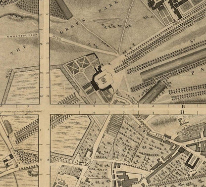 Custom Old Map of London by John Rocque, 1746
