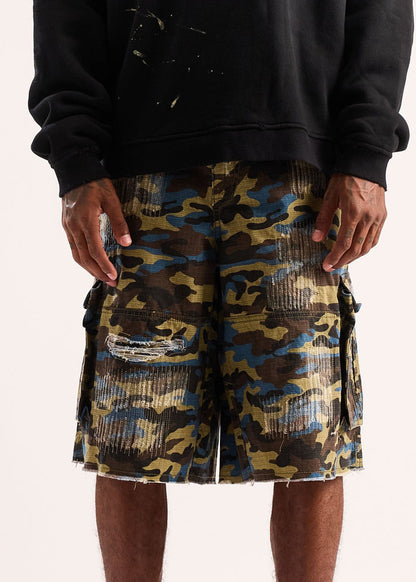Diet Starts Monday Camo Ripstop Cargo Shorts - Blue (DSM-S26-003)