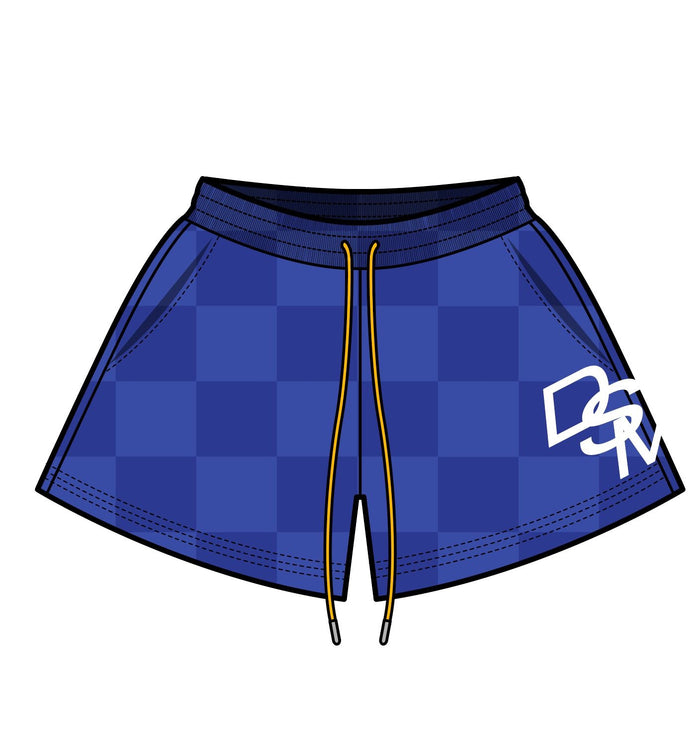 Diet Starts Monday Checkered Nylon Shorts - Blue