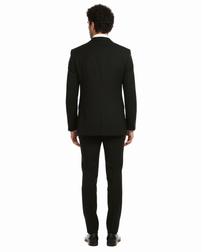 Ferrecci Mens Solid Black Classic Fit 2 Piece Suit