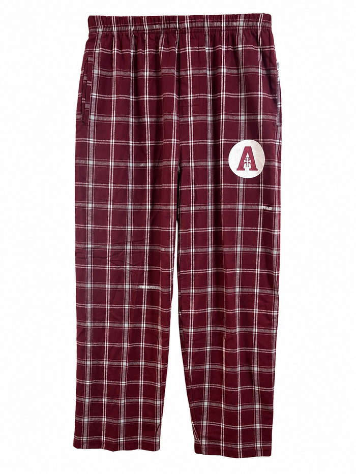 Flannel PJ Pants A logo- Maroon & White Plaid