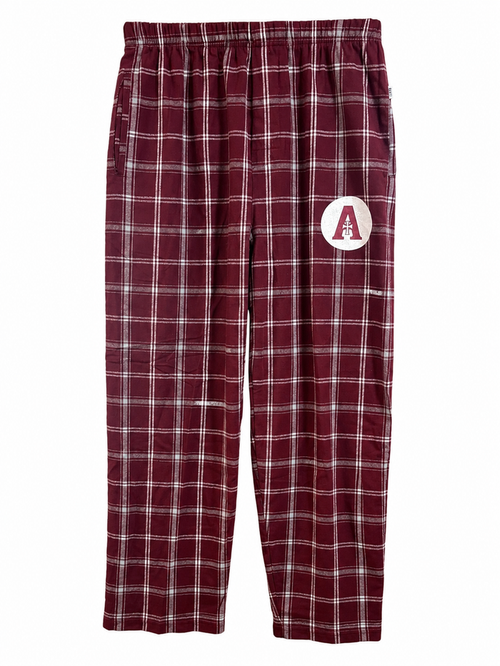 Flannel PJ Pants A logo- Maroon & White Plaid