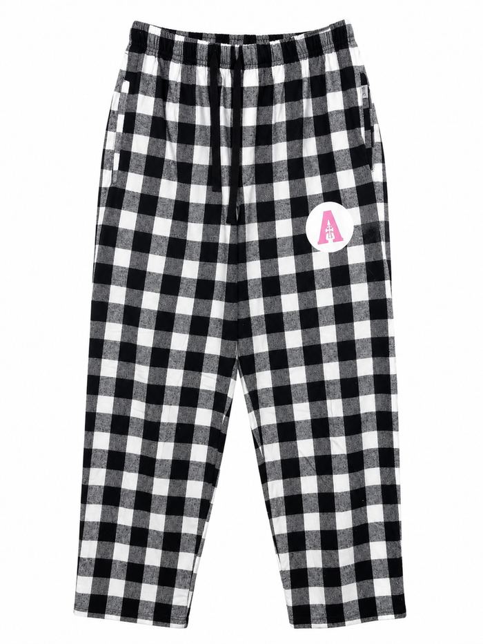 Flannel PJ Pants Pink A- Black & White Buffalo Plaid