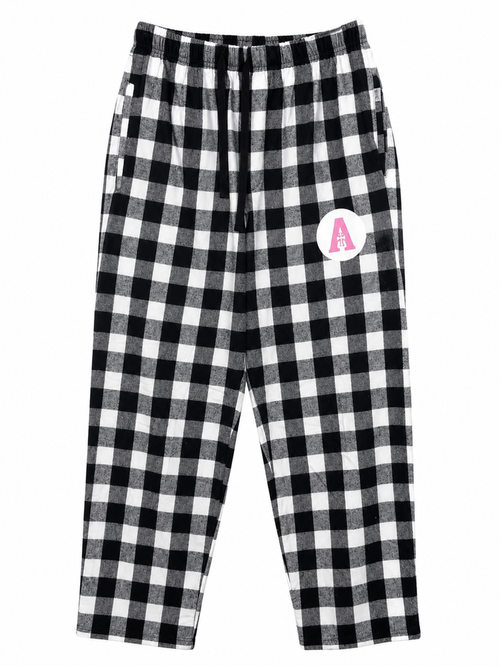 Flannel PJ Pants Pink A- Black & White Buffalo Plaid