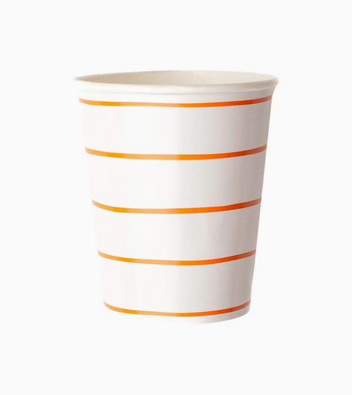 Frenchie Striped 9 oz Cups - Clementine