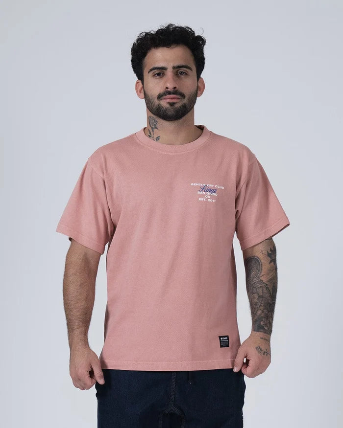 Kingz Gentle Art Club Tee - Front View - Gentle Art Club San Diego Est 2011 Chest Graphic - Muted Pink BJJ [color:Muted Pink]