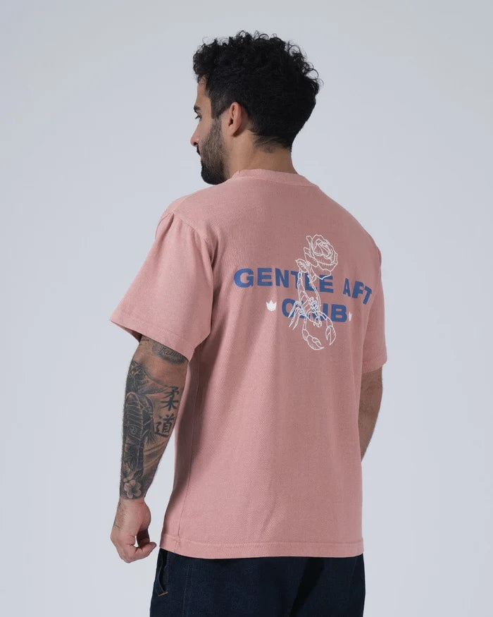 Kingz Gentle Art Club Tee - Back View - Gentle Art Club Rose Scorpion Back Print - Muted Pink BJJ Tee [color:Muted Pink]