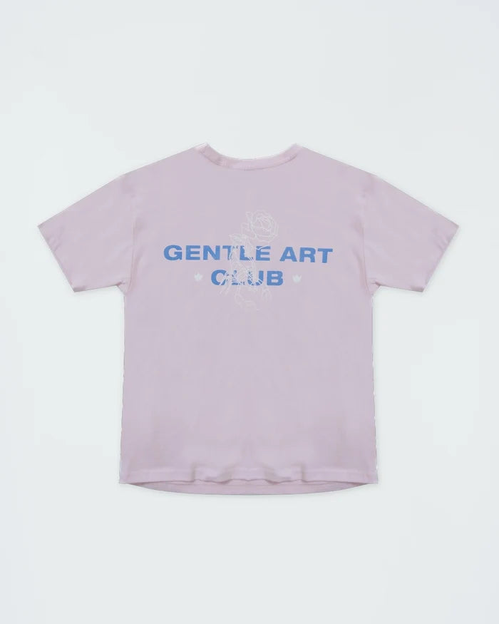 Kingz Gentle Art Club Youth Tee - Front View - Gentle Art Club Rose Graphic - Pink Youth BJJ Training Tee [color:Pink]