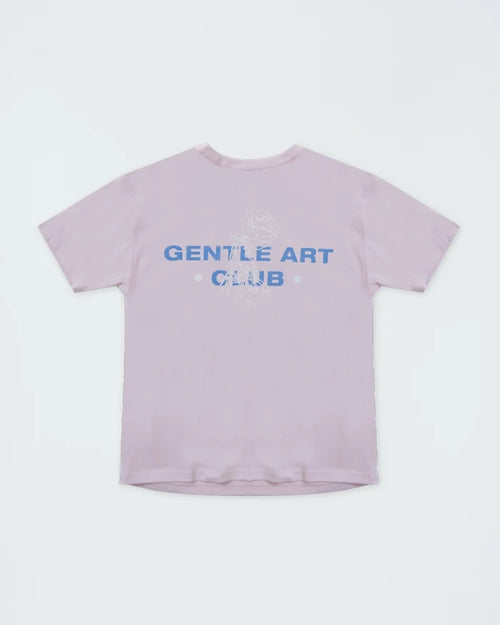 Kingz Gentle Art Club Youth Tee - Front View - Gentle Art Club Rose Graphic - Pink Youth BJJ Training Tee [color:Pink]