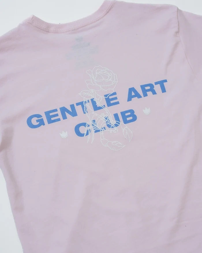Kingz Gentle Art Club Youth Tee - Print Detail - Gentle Art Club Rose Graphic Close-up - Pink Youth BJJ Tee [color:Pink]