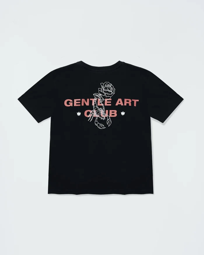 Kingz Gentle Art Club Youth Tee - Back View - Gentle Art Club Rose Graphic - Black Youth BJJ Streetwear Tee [color:Black]