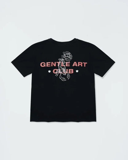 Kingz Gentle Art Club Youth Tee - Back View - Gentle Art Club Rose Graphic - Black Youth BJJ Streetwear Tee [color:Black]