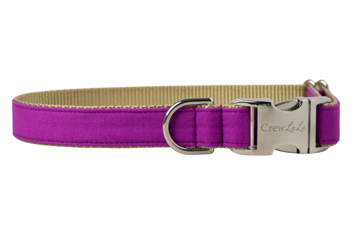 Geranium Purple Bow Tie Dog Collar - Crew LaLa