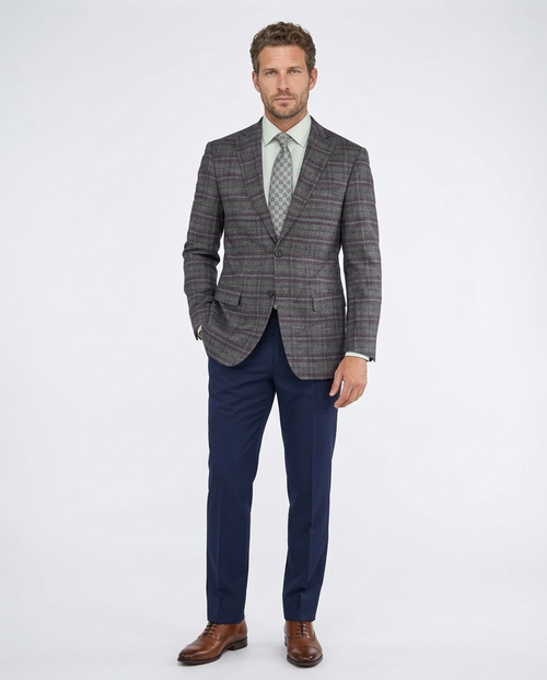 Giorgio Fiorelli Mens Gray & Purple Plaid 2 Button Blazer Sportcoat