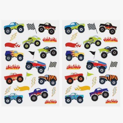 Glowing Monster Trucks Kids Glow in the Dark Tattoo Pack