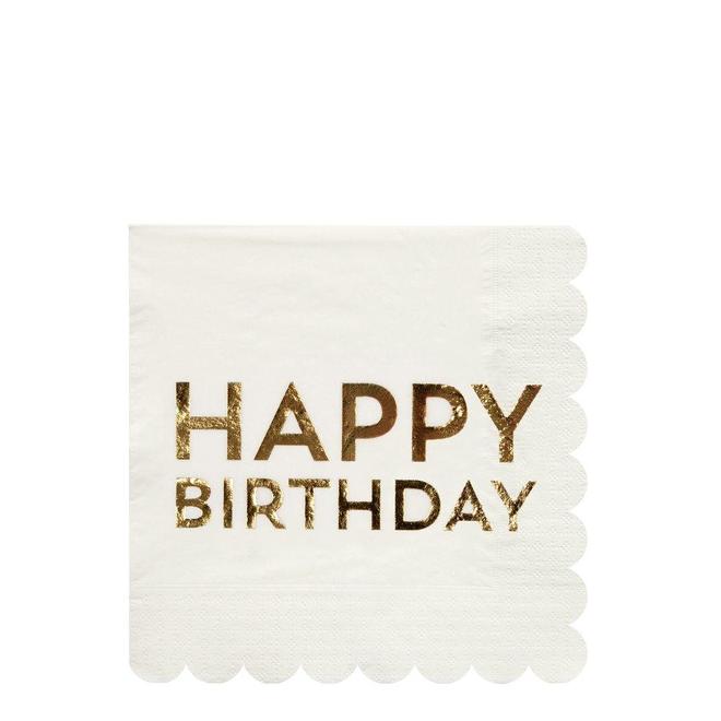 Gold Happy Birthday Luncheon Napkins