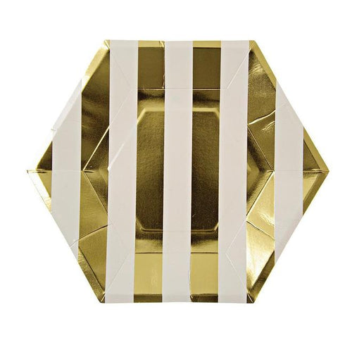Gold Stripe Hex Large Plates