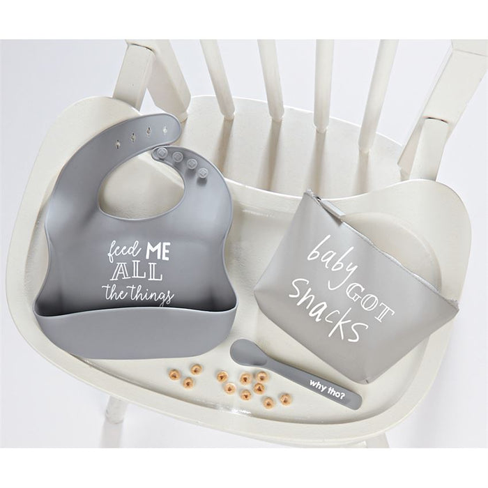 Gray Silicone Feeding Set