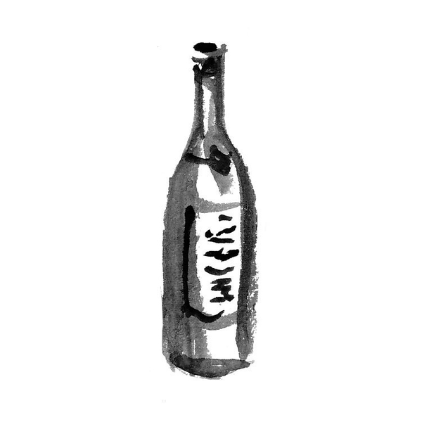 Greco Mirone Archi Bianco 2025 wine bottle, illustrated in monochrome
