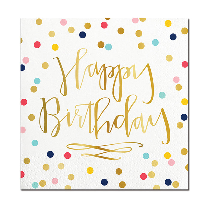 Happy Birthday Dots Beverage Napkin
