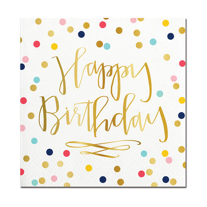 Happy Birthday Dots Beverage Napkin