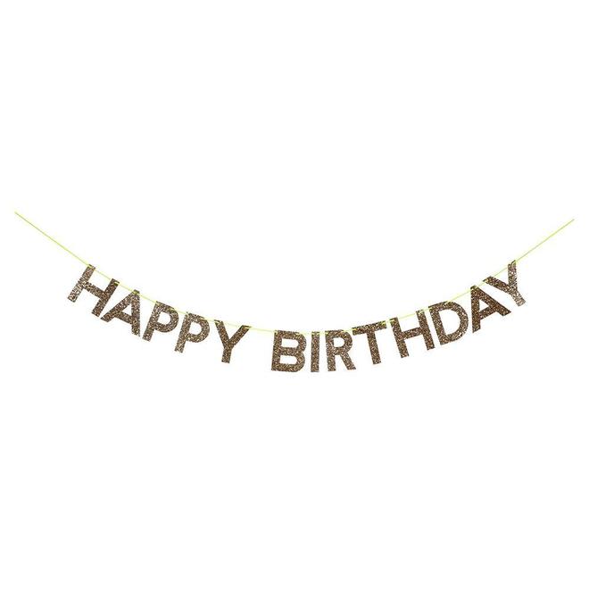 Happy Birthday Gold Glitter Letters Banner