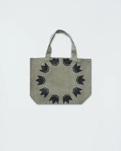 Kingz Heavy Lies the Crown Eco Bag - Front View - Sage Green Canvas Tote with Crown Wreath BJJ Bag