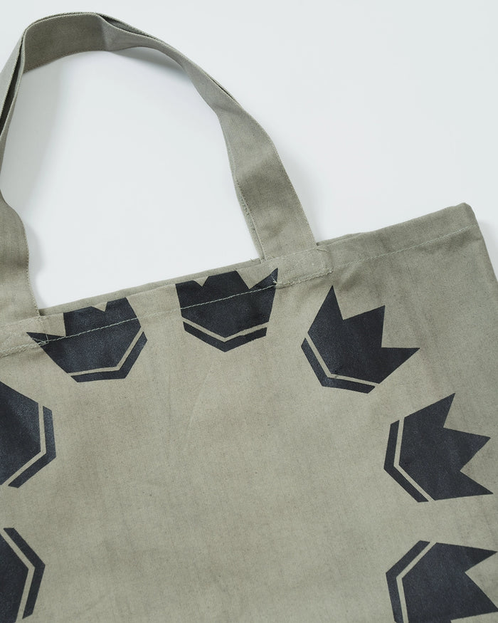 Kingz Heavy Lies the Crown Eco Bag - Top Handle Close-Up - Crown Logo Detail on Recycled Canvas BJJ Tote