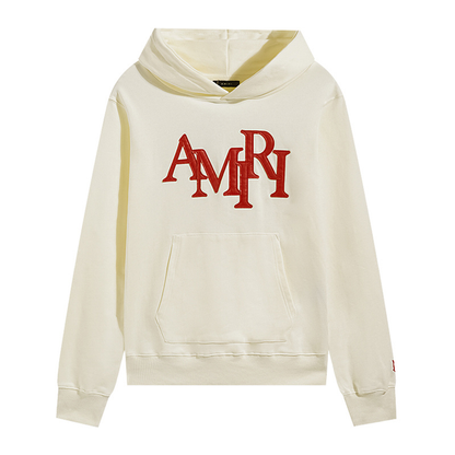 Hoodie amiri Beige Cotton Hoodie with Red