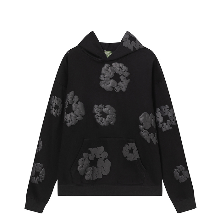 Hoodie Denim Tears Black Con Flores Black