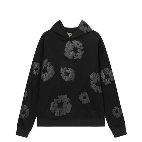 Hoodie Denim Tears Black Con Flores Black