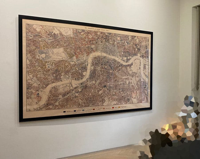 Huge Old Poverty Map of London by Charles Booth, 1888-9