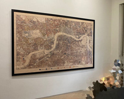 Huge Old Poverty Map of London by Charles Booth, 1888-9