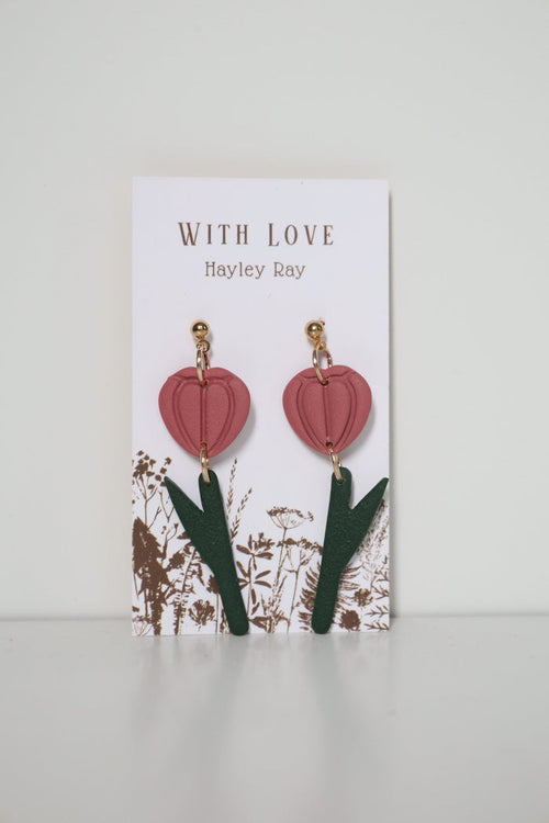 Hunnyhayart - Pink Flower Earrings