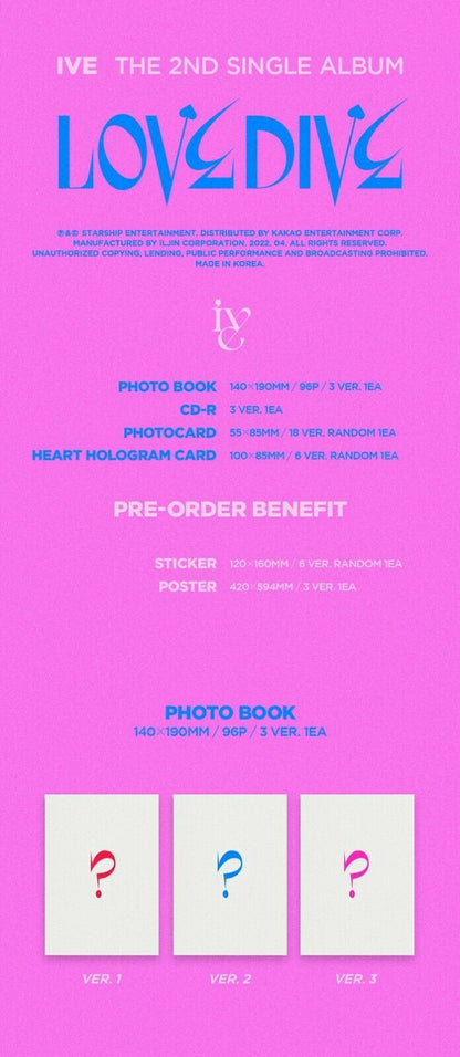 IVE - LOVE DIVE 2nd Single Album (You Can Choose version)