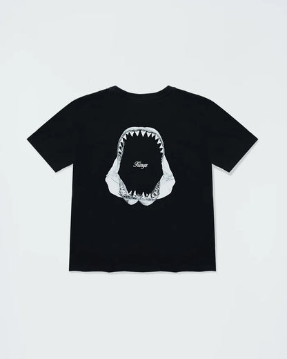 Kingz Jaws Youth Tee - Front View - Shark Jaws Chest Graphic - Black Youth BJJ Streetwear Tee [color:Black]