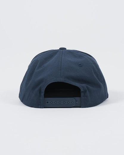 Kingz Jiu Jitsu Culture Five Panel Navy - Back View Adjustable Snapback Closure Solid Navy Color Minimalist Design BJJ Hat [color:Navy]