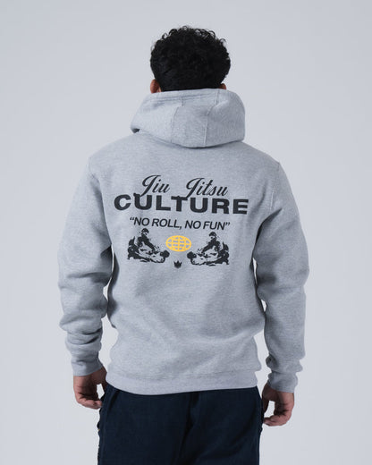 Kingz Jiu Jitsu Culture Hoodie - Straight Back View - Full Centered Culture Print - Grey - Men's BJJ Hoodie [color:Grey]